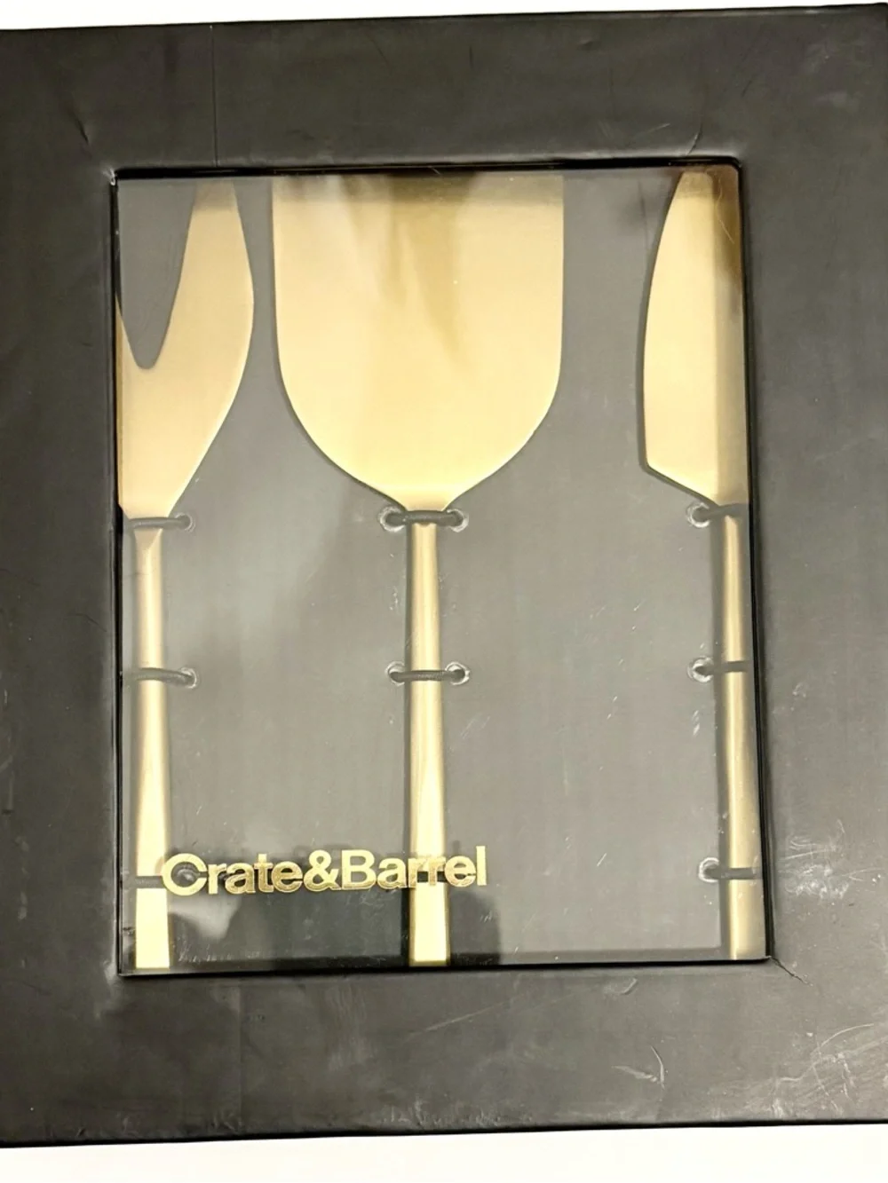 💗 Crate & Barrel-Gold Dessert Serving Set - Elegant Home Dining- NEW IN BOX
